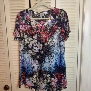 LOGO by Lori Goldstein Colorful Abstract Top